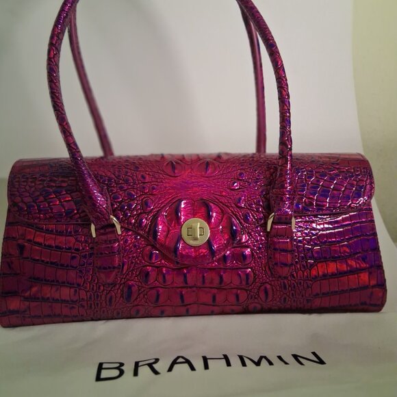 Brahmin Melbourne Collection Dayan Voltage Violet East-West Satchel Bag - Picture 4 of 11